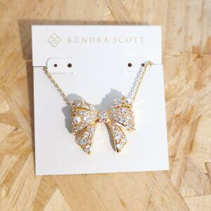 NEW Kendra Scott Krista White Mix Bow Necklace Gold